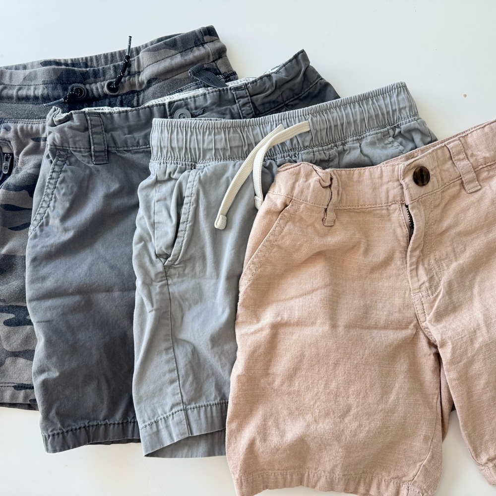 Stylish Kids Shorts Set - Gray, Tan, and Camouflage- bundle of 4